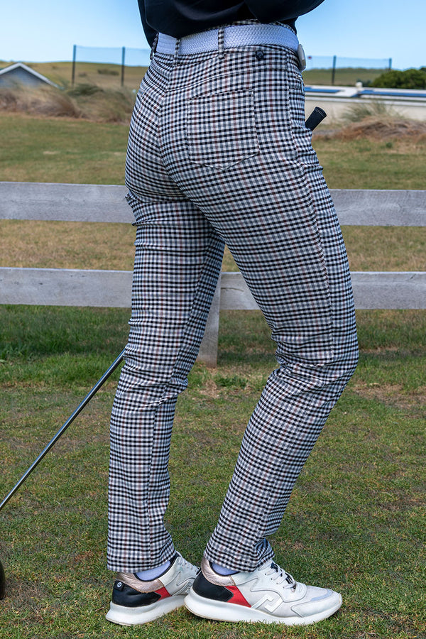 Women's Stone, Navy and Black Stretch Check Golf Pant
