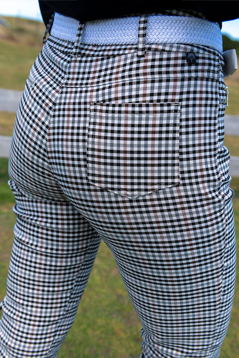 Women's Stone, Navy and Black Stretch Check Golf Pant