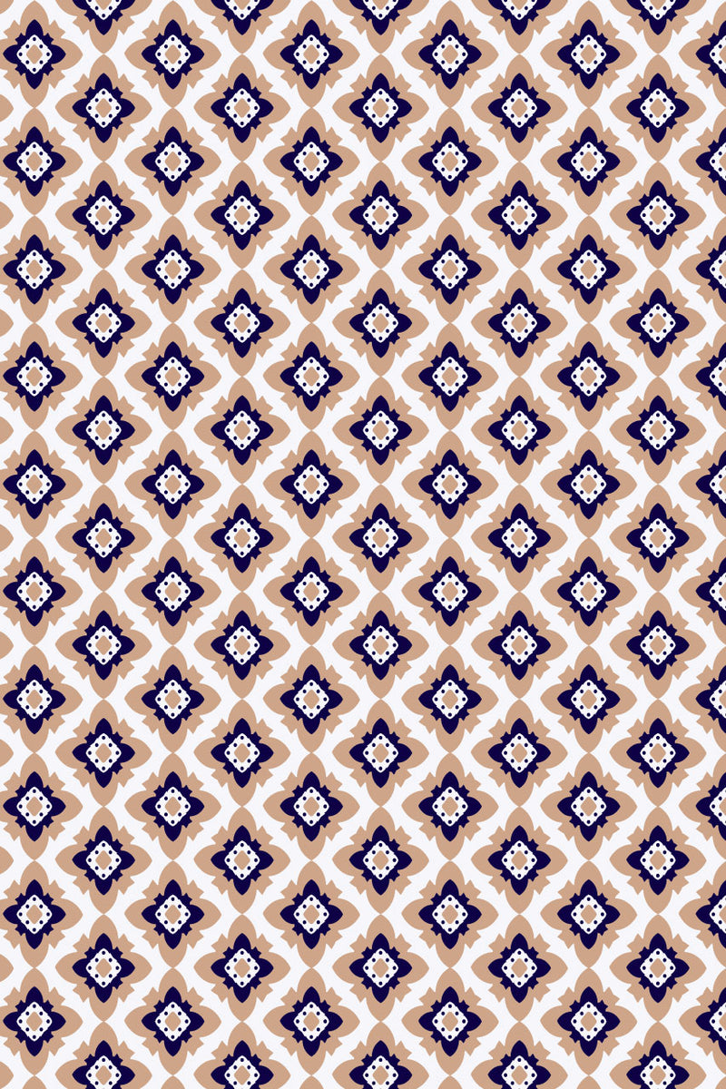 stone navy and white mosaic print