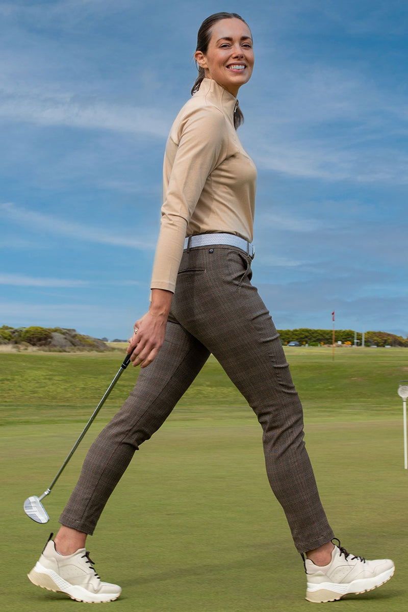 womens rust check full length stretch golf pant