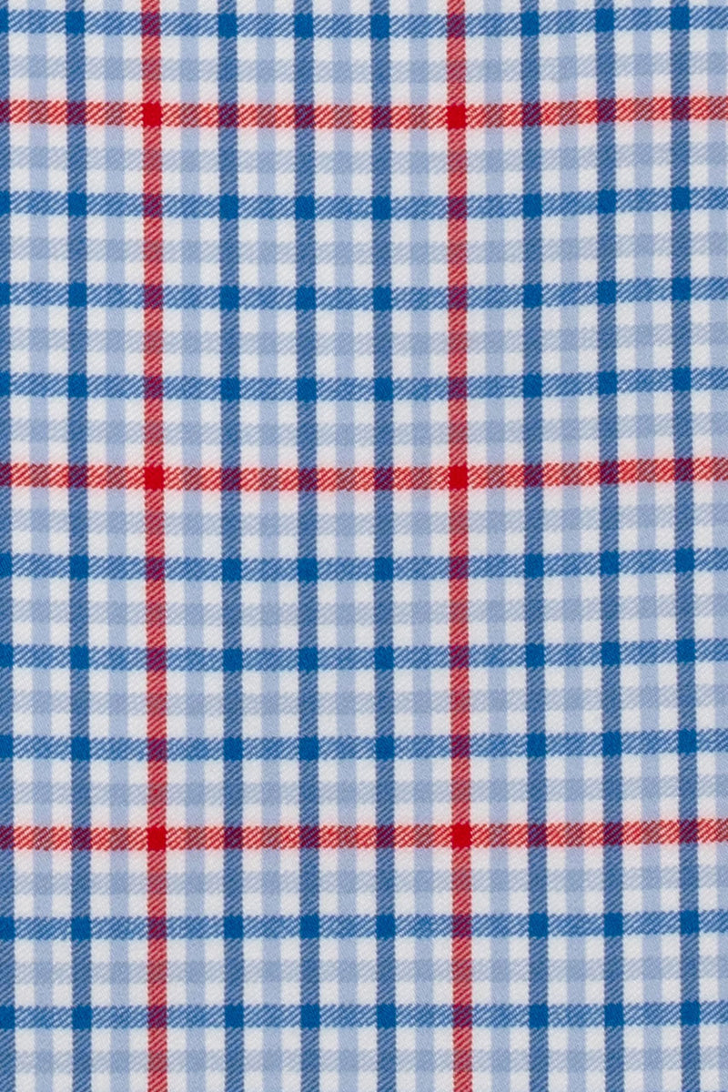 red blue and white check