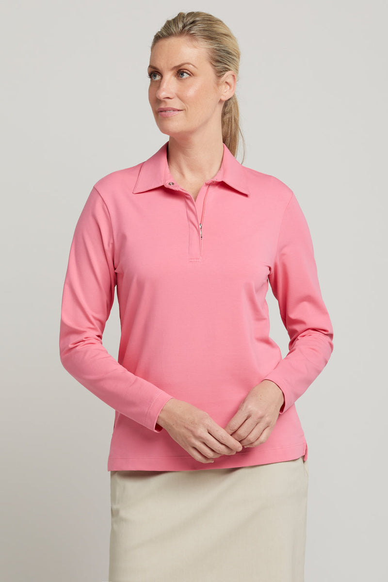 sally lipstick womens long sleeve polo