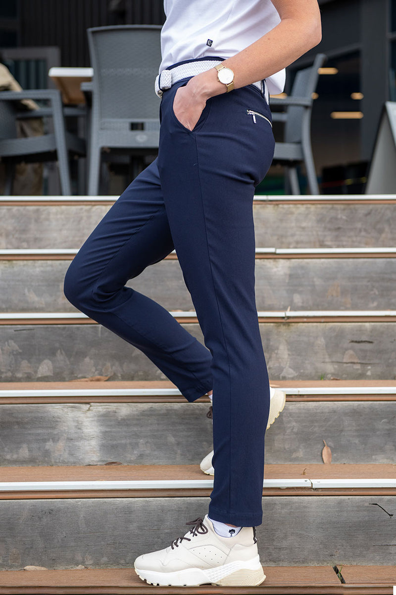 womens navy stretch golf trouser