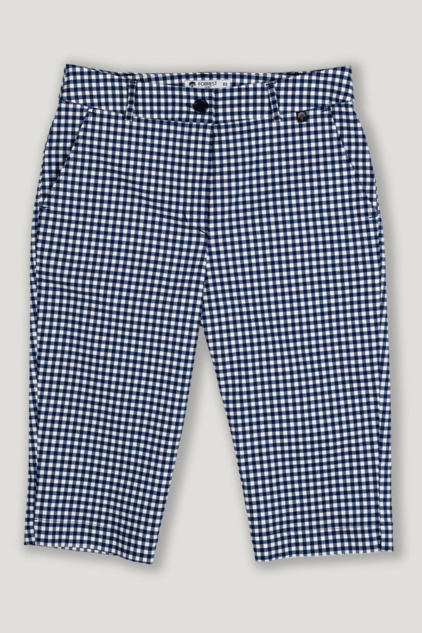 womens navy and white gingham golf knee capri 