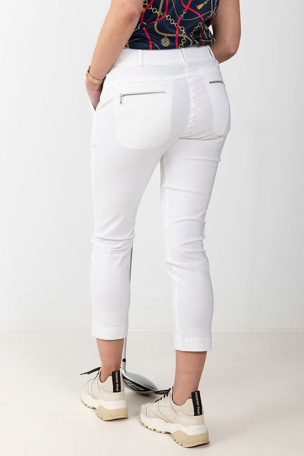 womens white stretch golf capri pant