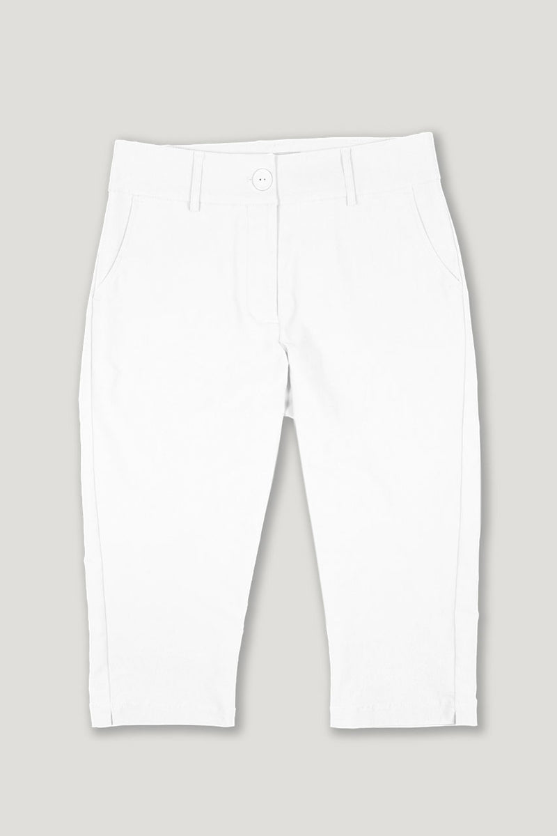 womens white stretch knee capri 