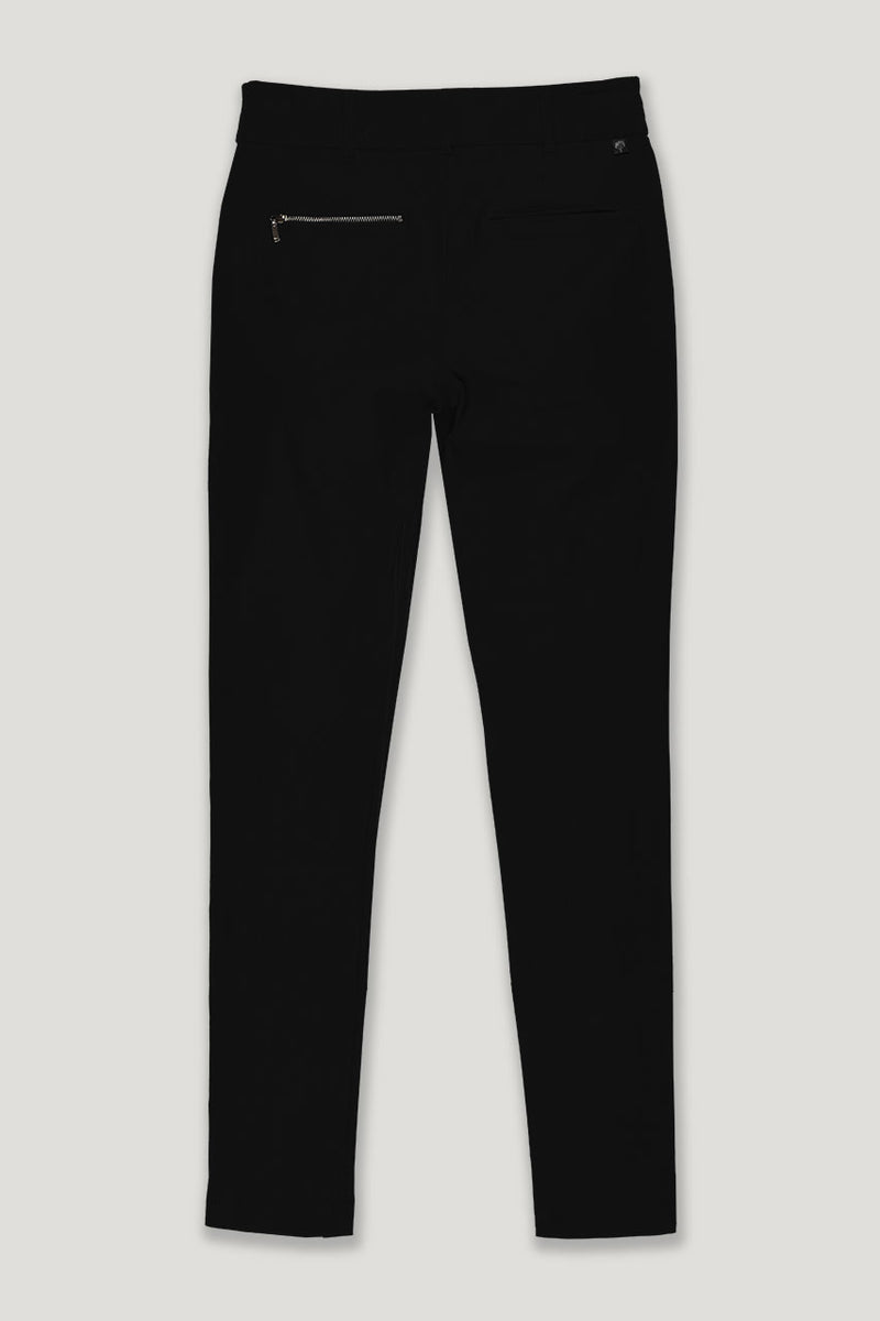 Forrest Golf womens black button front full length stretch golf pant back view