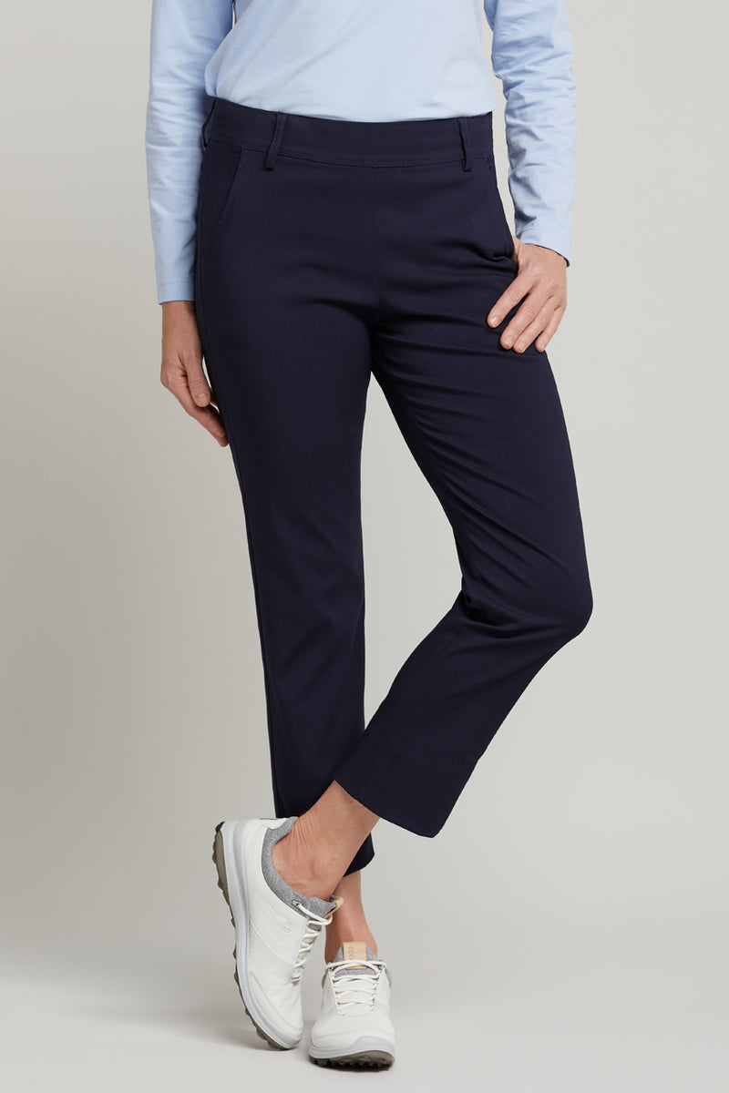 jade navy stretch capri golf pant
