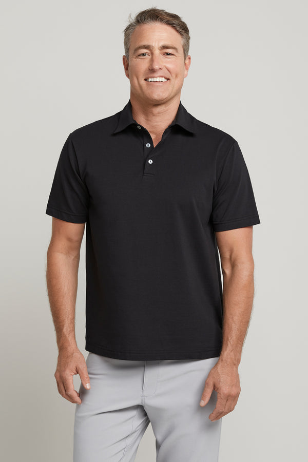 Men's black cotton golf polo shirt