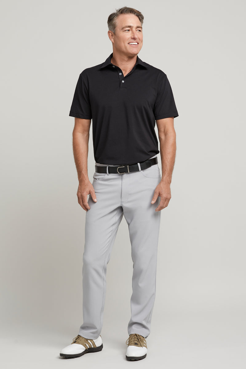 Men's short sleeve black cotton golf polo  top