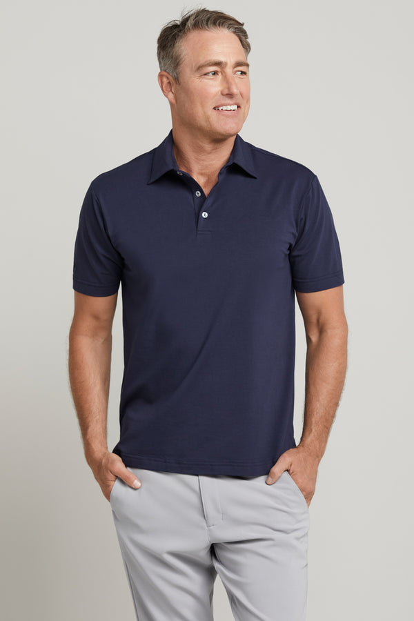 Mens' Navy short sleeve golf polo shirt