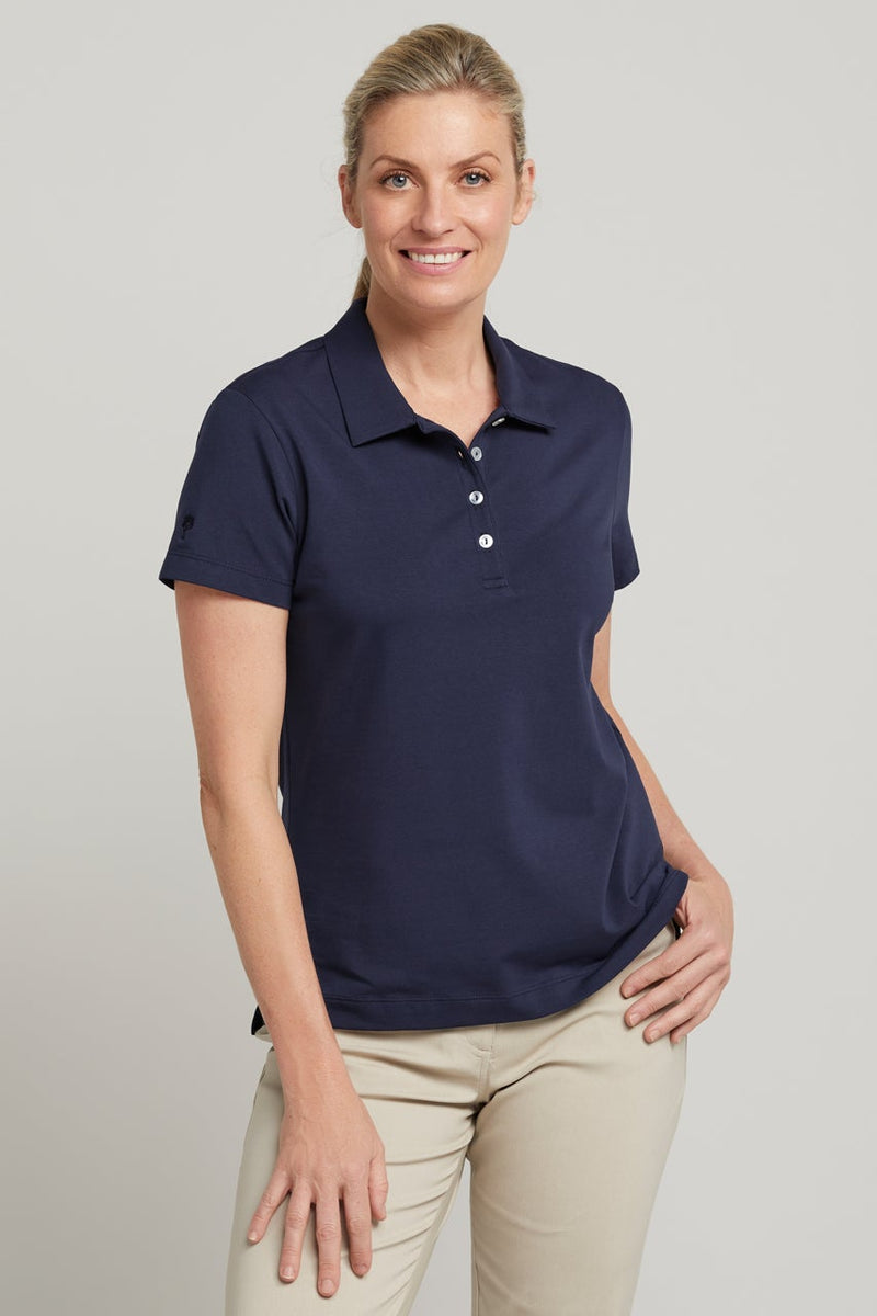 womens navy golf polo shirt