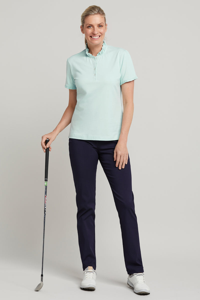 Women s mint short sleeve ruffle golf top Forrest Golf Steph polo