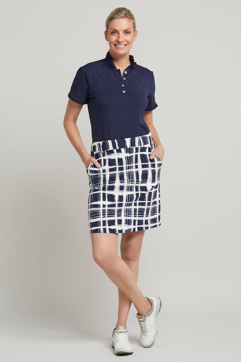 Ladies short sleeve ruffle golf top