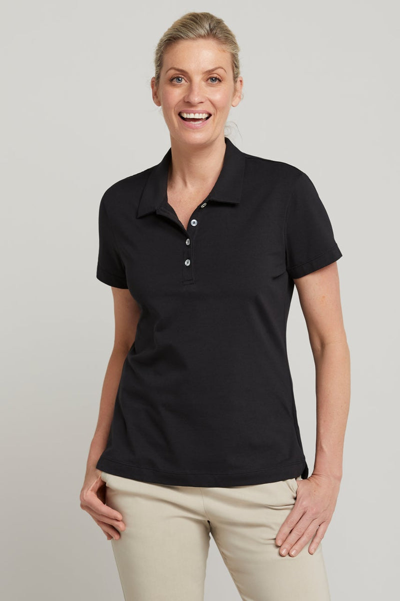 womens black golf polo shirt