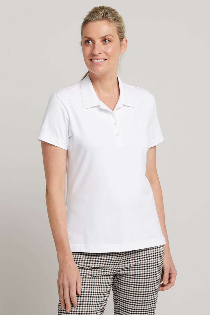 womens white golf polo shirt