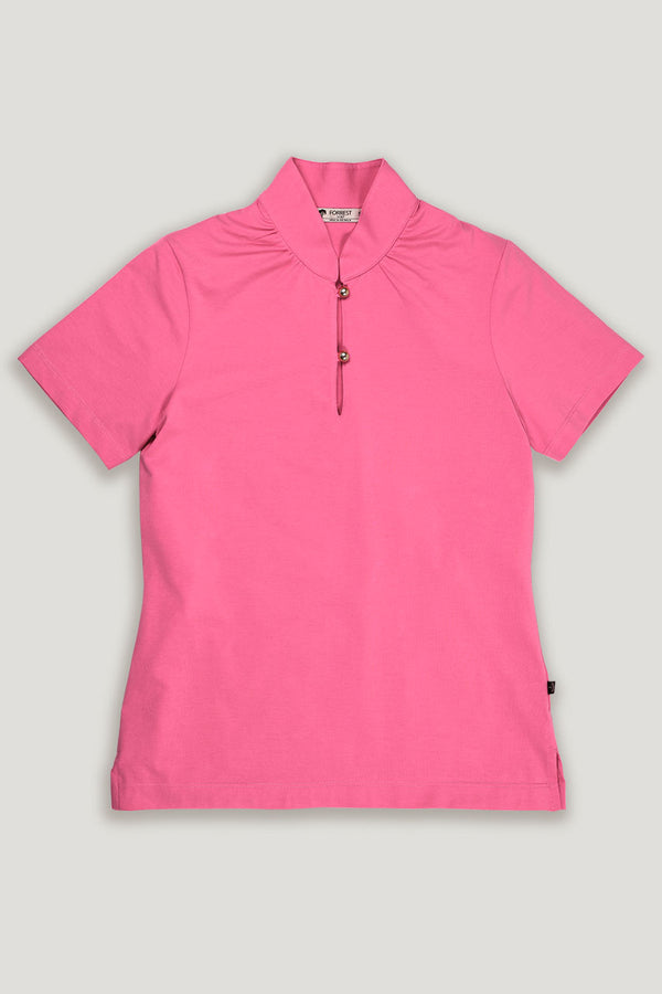 womens lipstick pink short sleeve golf polo shirt stand collar