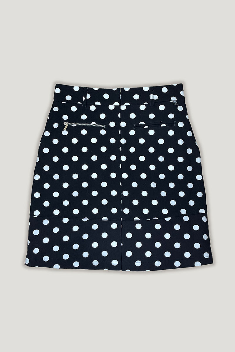 Ladies black and white spot longer style golf skirt