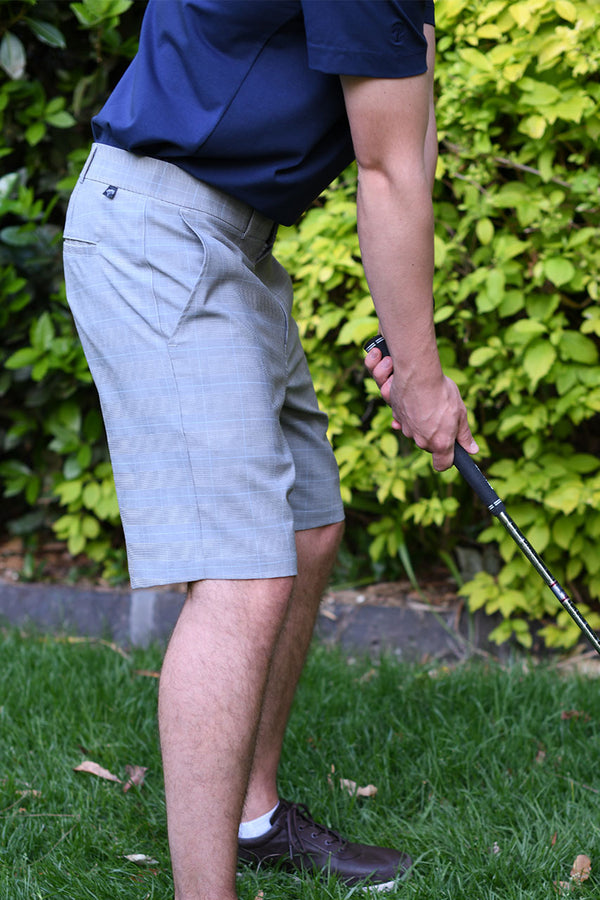 mens check stretch golf short australia