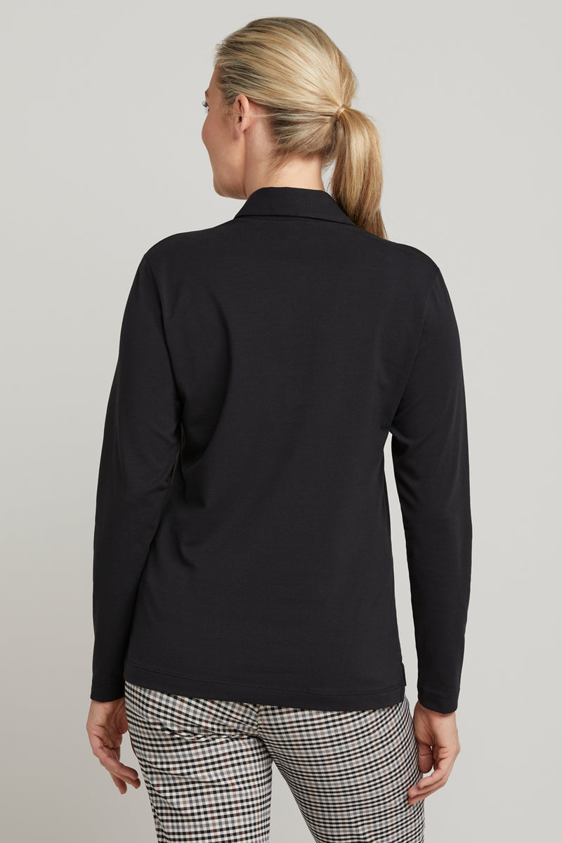 sally black ladies long sleeve golf polo