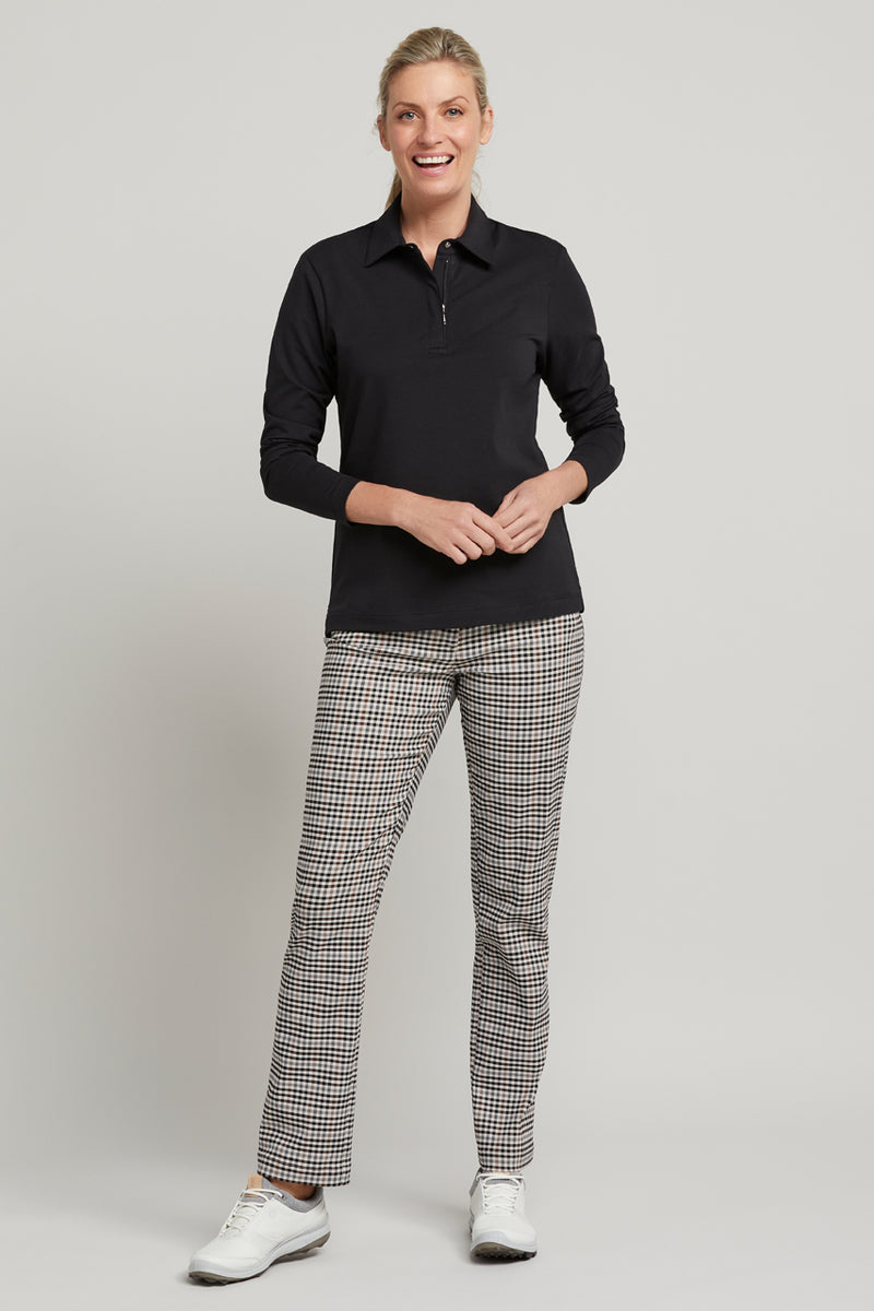 black ladies long sleeve golf polo shirt