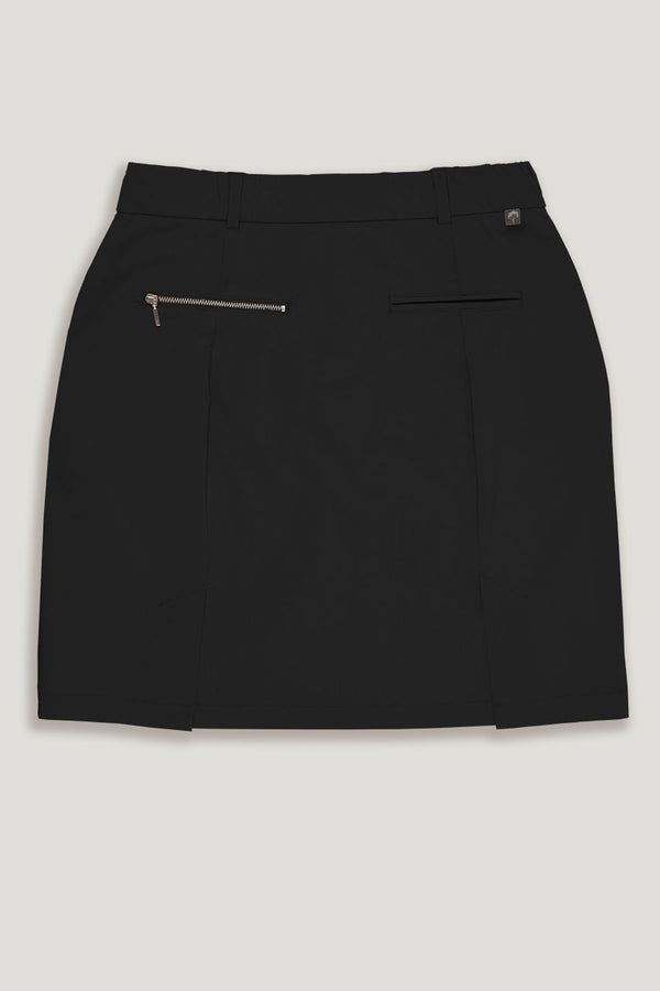 womens black straight golf skort back view