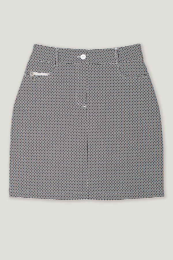 womens black and white check longer line golf skirt