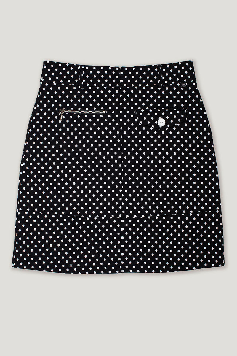 womens black and white spot golf skirt
