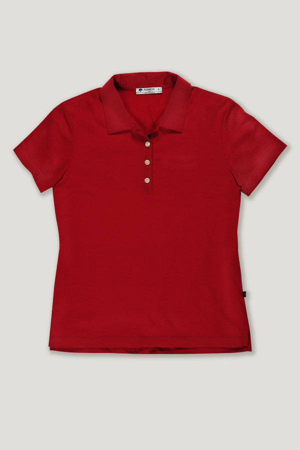 womens chilli red merino wool golf polo shirt