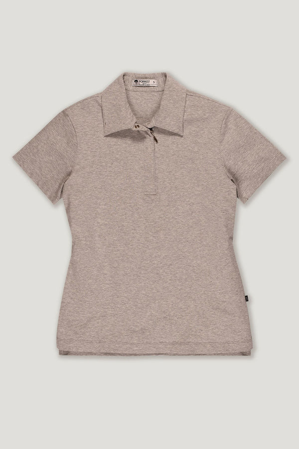 womens grey marle organic cotton short sleeve golf polo top