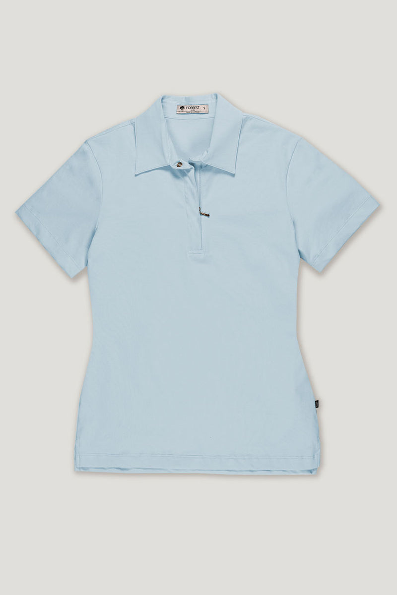 womens ice blue organic cotton short sleeve golf polo top