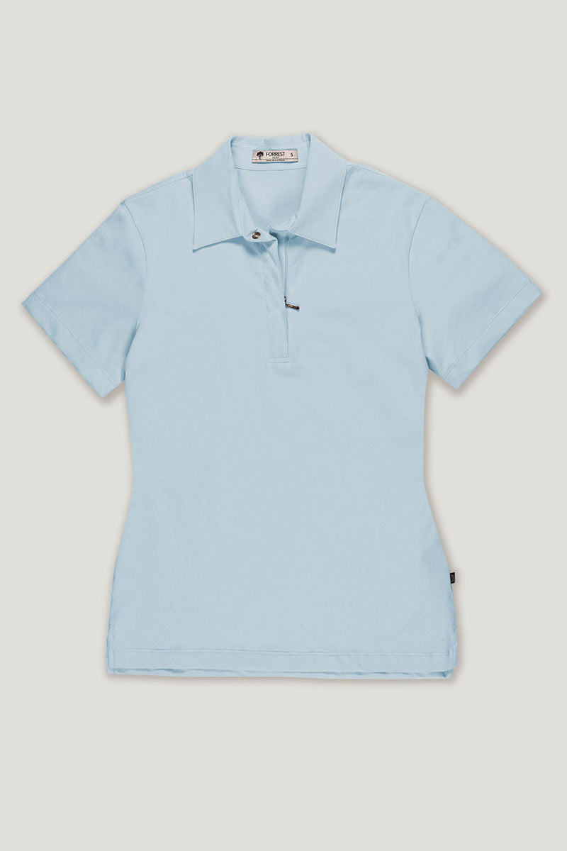 womens ice blue organic cotton short sleeve golf polo top