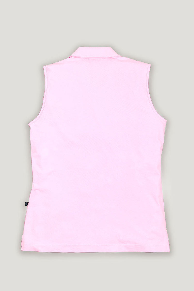 womens ice pink sleeveless golf polo top back