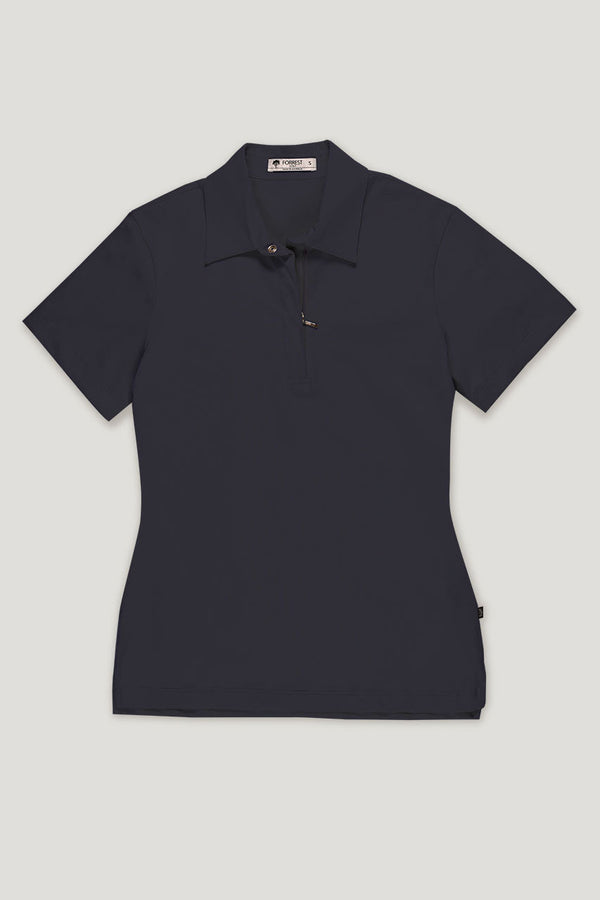 womens navy organic cotton short sleeve golf polo top