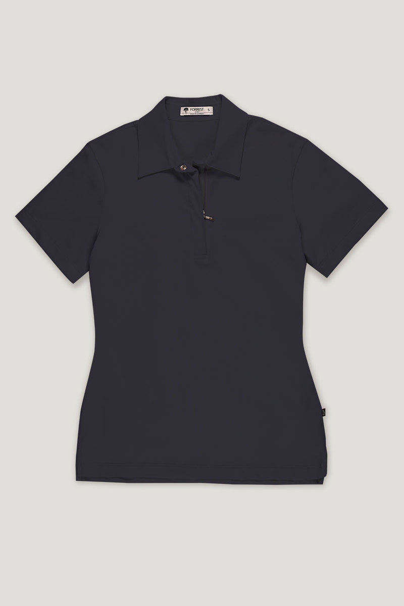 womens navy organic cotton short sleeve golf polo top