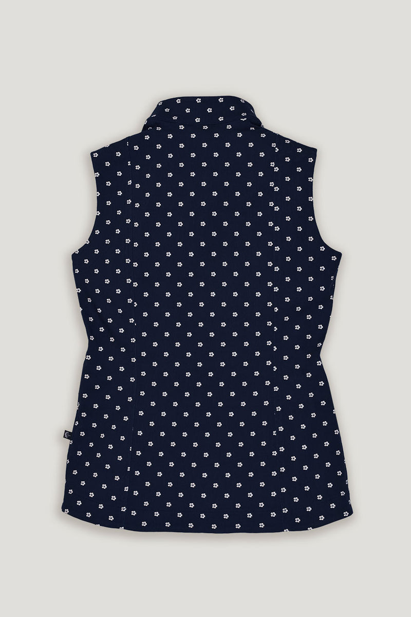 womens sleeveless print golf vest back view