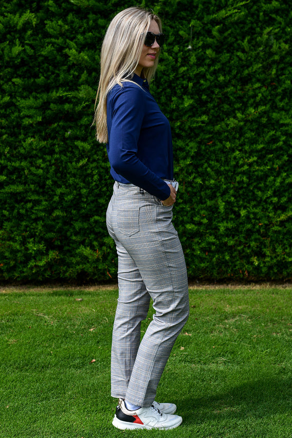 womens grey and stone  prince of wales check golf pant