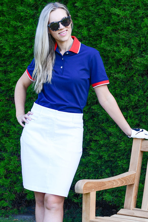 womens white stretch golf skort