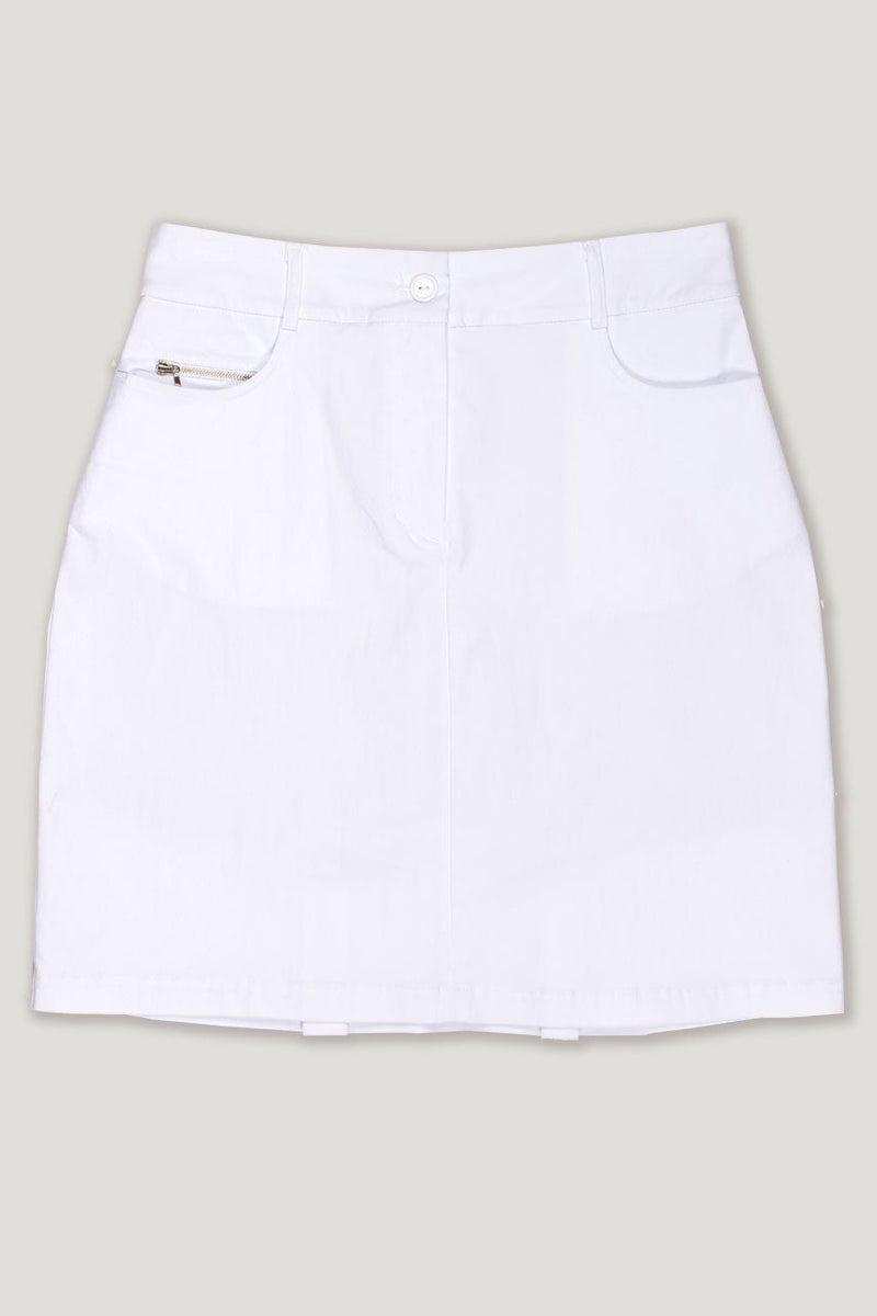 womens white longer line stretch golf skort