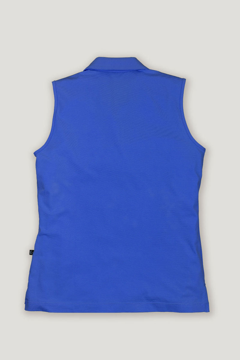 womens cornflower blue sleeveless polo shirt