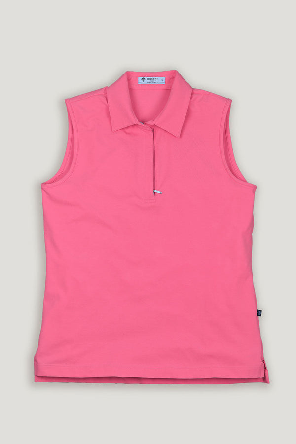 womens lipstick pink sleevelsss golf polo shirt