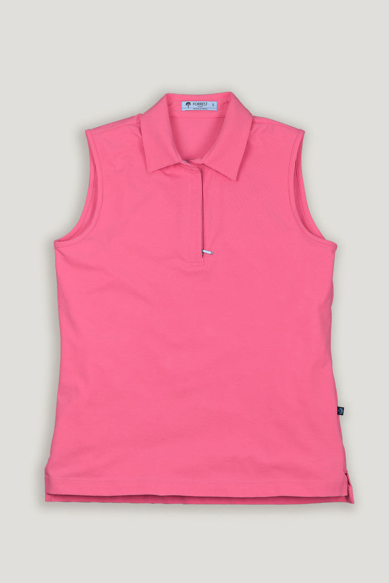 womens lipstick pink sleevelsss golf polo shirt